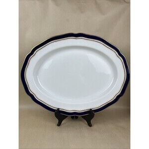 HTF Antique Spode Copeland Cobalt Blue Gold Trim‎ Serving Platter 16.5” R7767